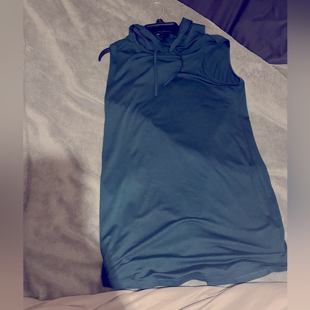 Sleeveless Hooded Dress in Dark Green